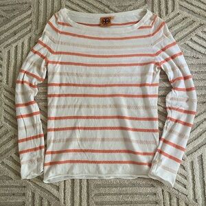 Tory Burch Cream and Orange Striped Top